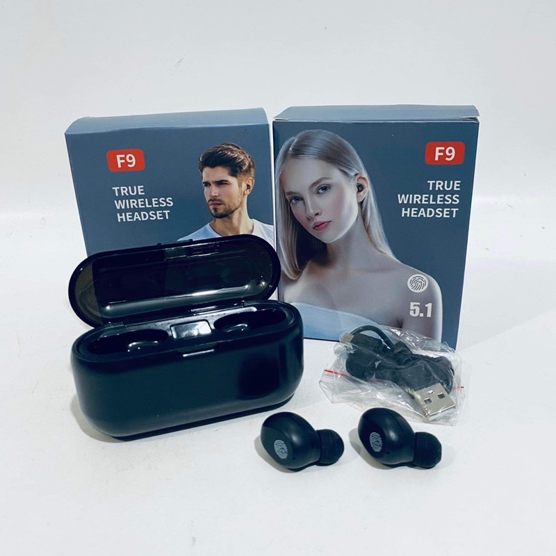 Headset TWS F9 Earphone Bluetooth 5.0 Headset Wireless Earbuds Sport Stereo