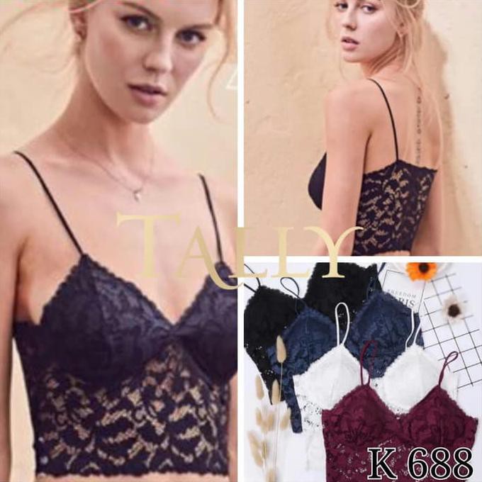 Bralette Sexy Lingerie dengan Brukat, Bra Sexy Lingerie - Putih