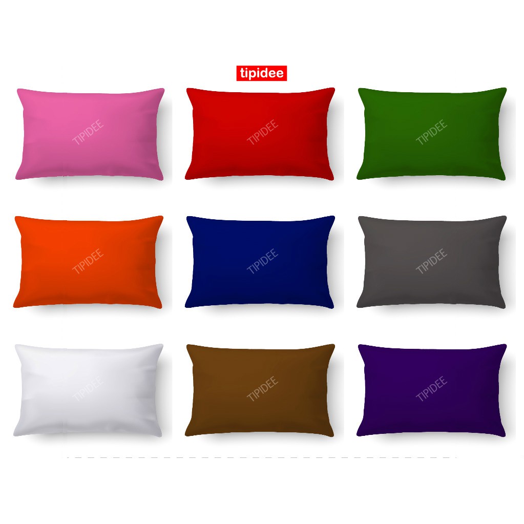 TIPIDEE - Sarung Bantal &amp; Sarung Guling Tidur Polos Bahan Katun