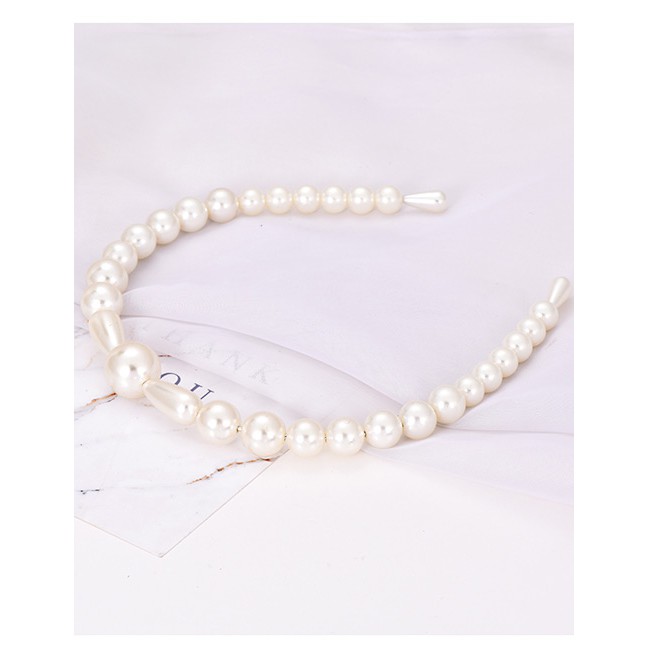 LRC Bando Fashion White Alloy Pearl Headband F52906