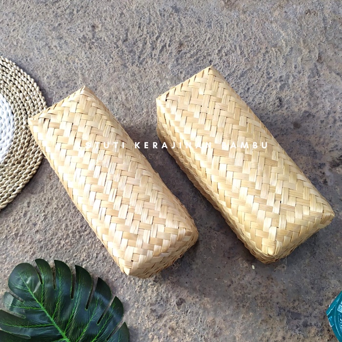 Besek Persegi Panjang Blicing 22 x 8 cm (sepasang)/Besek Makanan Besek Souvenir Besek Bambu Jogja Be