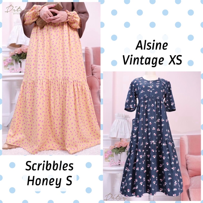 Ditsy September 2021 Ditsy Nightgown Scribbles Honey Nightgown size S Alsine Vintage size XS