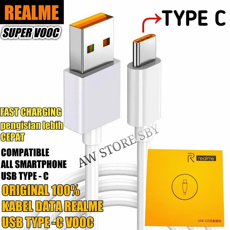 KABEL DATA REALME TYPE C SUPER VOOC SUPERDART REALME X/XT/X2/5 pro/Realme 6 7 8 9 pro/ 7i/7 pro/C17 C25 C35 C53 C55 8i/8 Pro/GT Master