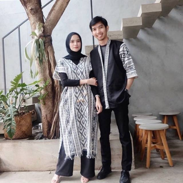 Outer kimono tenun coupel free ikat pinggang