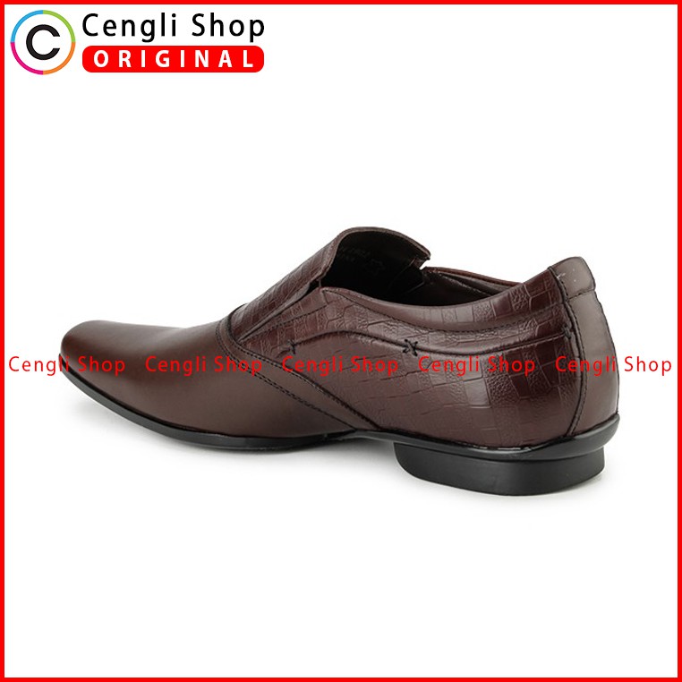 PLAYBOY SEPATU PANTOFEL KULIT FORMAL PRIA ORIGINAL TERBARU COKLAT PL88