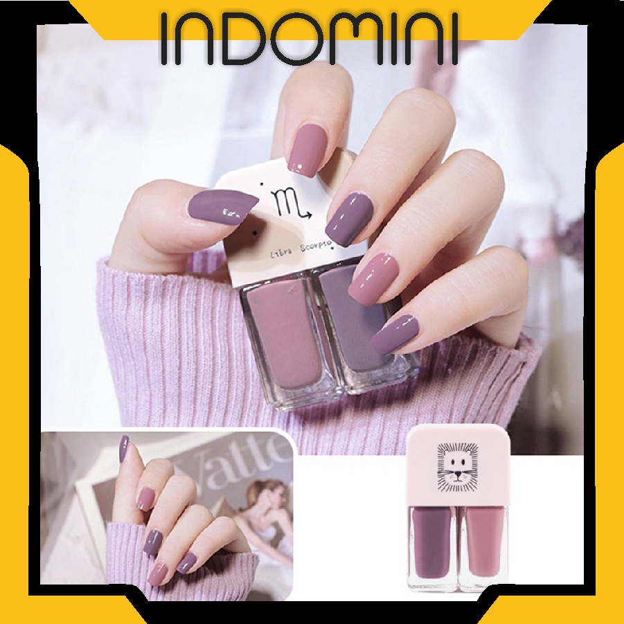 INDOMINI R610 2IN1 Kutek Korea Lucu 2 Warna Gel Nail Polish