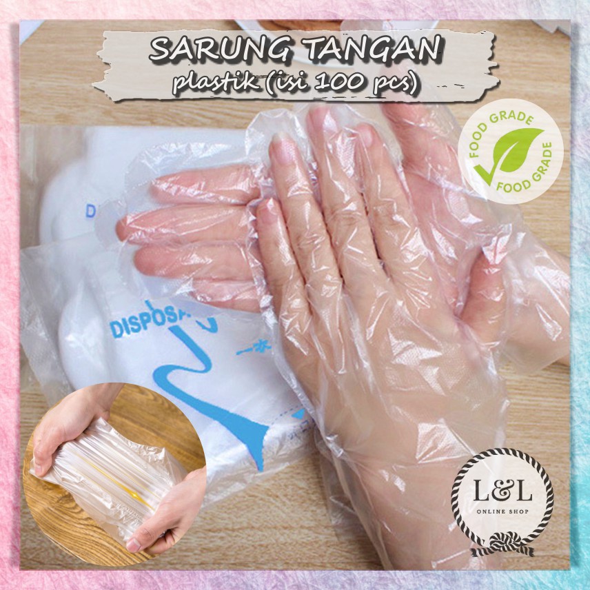 Sarung Tangan Plastik Transparan Sekali Pakai Isi 100 Pcs Food Grade Steril Higienis Disposable Plastic Gloves