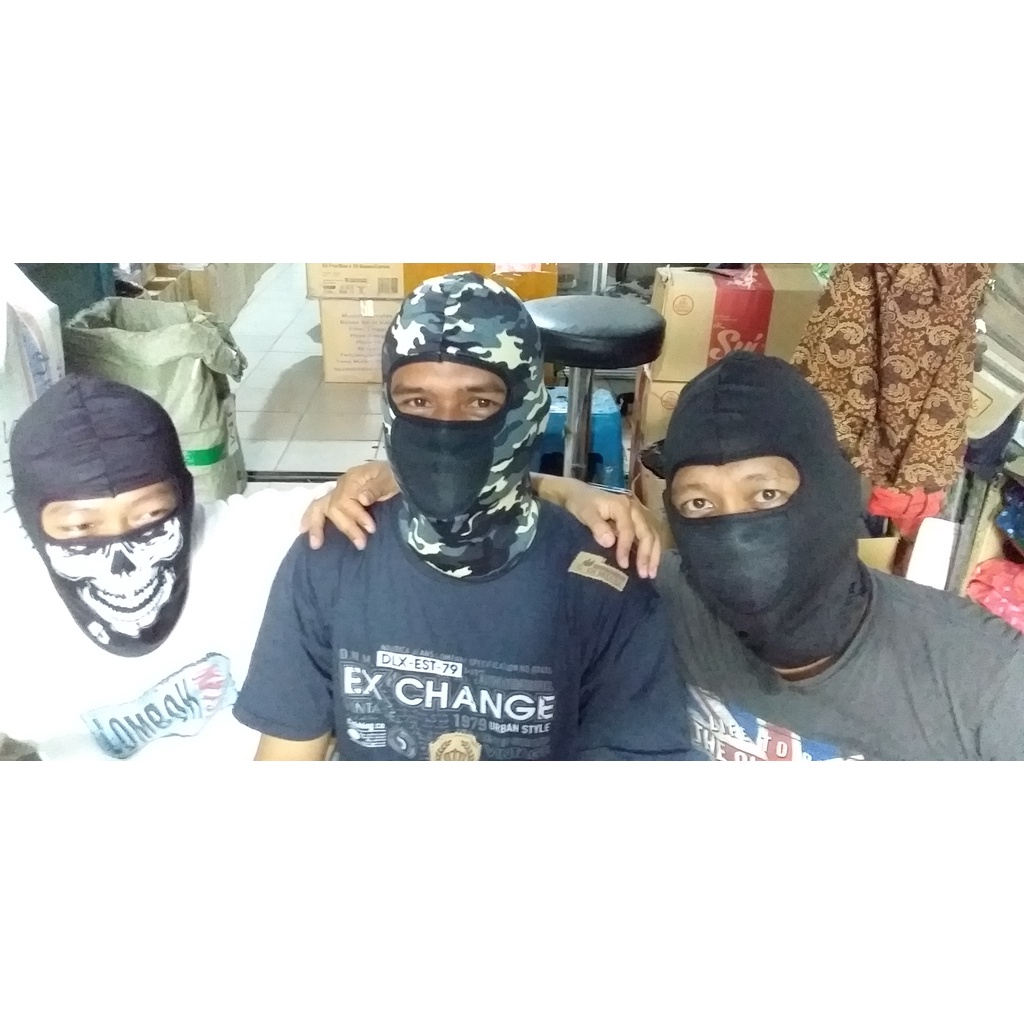 Masker ninja polos dan motif merek BJ bahan bagus