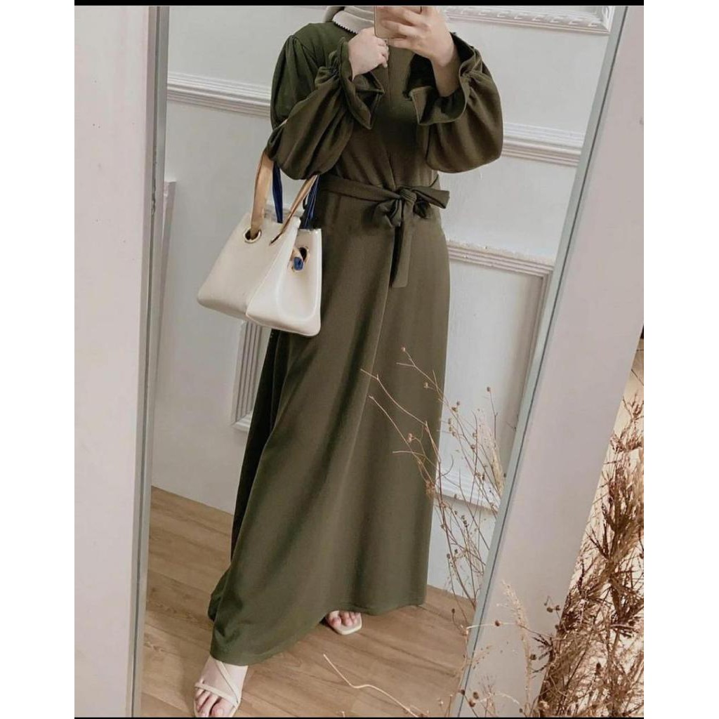 Alvian Dress Pusatgrosir_solo/ Gamis Mosscrepe Polos Rampel Termurah Hits Selebgram