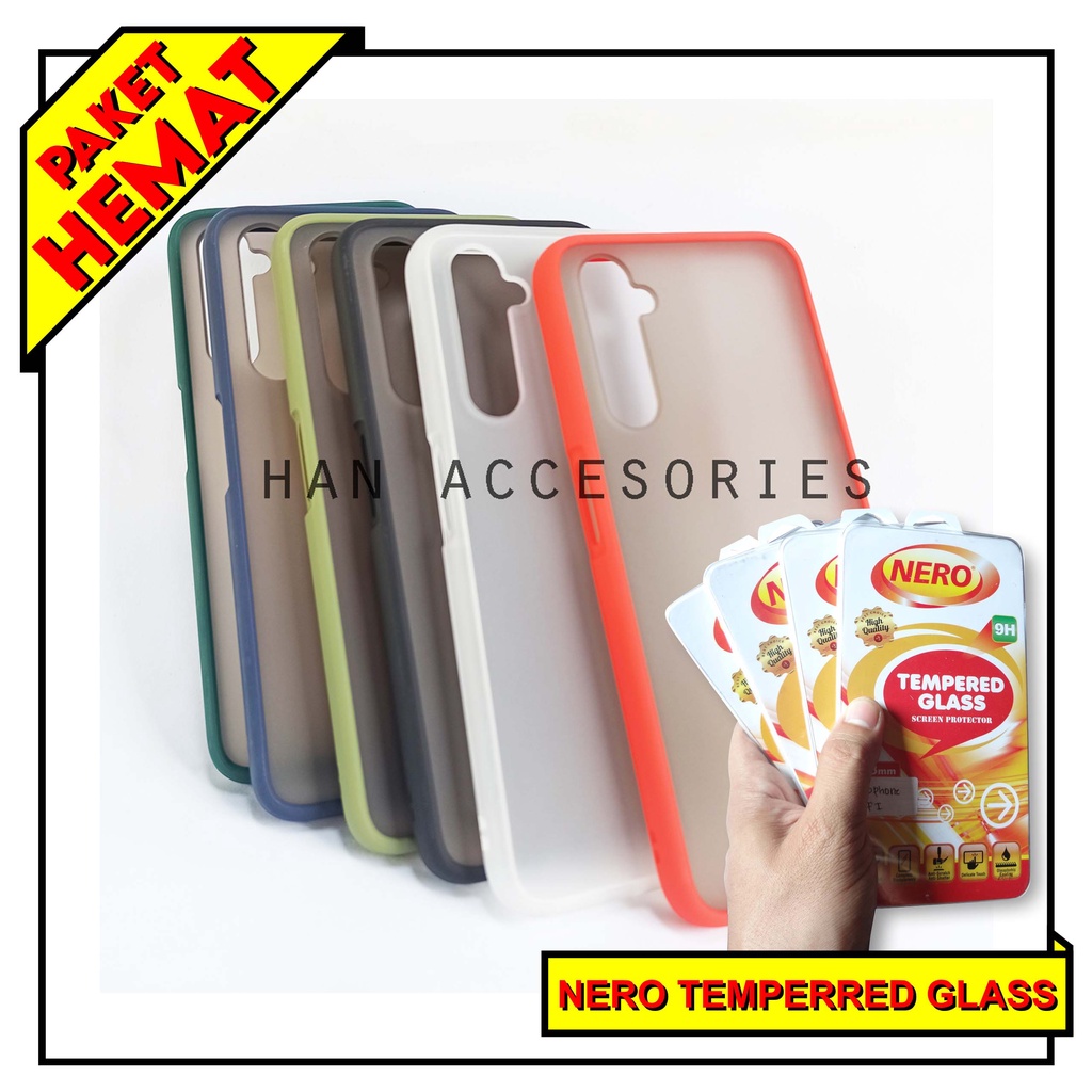 (PAKET HEMAT) Case Fuze Dove + Temperred Glass Realme 5/5i/5 PRO/6/6 PRO/7/C11/C12/C15/XT Hardcase / Matte Colour / Case Candy