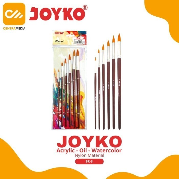 

Produk Terbaru Kuas Lukis Joyko Acrylic Oil Watercolor Round Art Brush Br-3