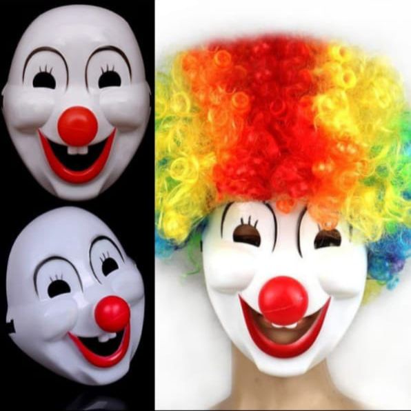 Topeng Badut Wig Rambut Palsu Badut Kribo Warna Warni