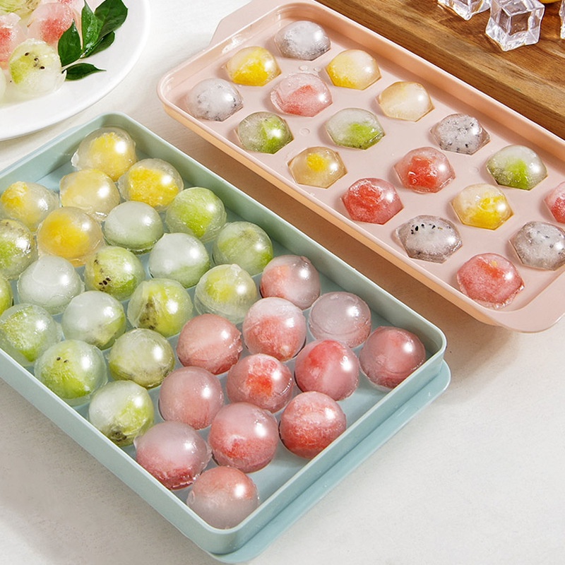 KAISSO - CETAKAN ES BATU PLASTIK KOTAK TEMPAT PENCETAK JELLY MOTIF BULAT ICE CUBE FOOD GRADE