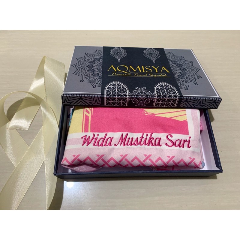 Custom Sajadah Travel Premium free Bordir Nama, Buku Doa, dan Pouch