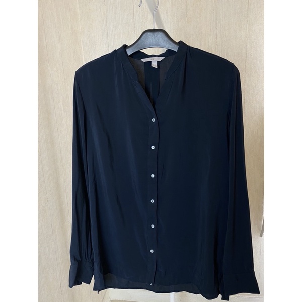 Kemeja Hnm Women Vneck Navy Kemeja Kerja Wanita Murah Original