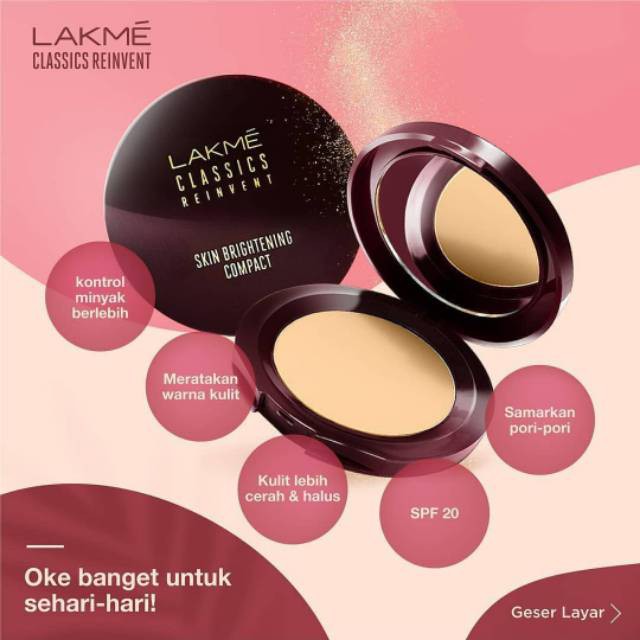 LAKME CLASSIC SKIN BRIGHTENING COMPACT / Bedak Padat Lakme Classic (NEW PRODUCT ORIGINAL 100%)