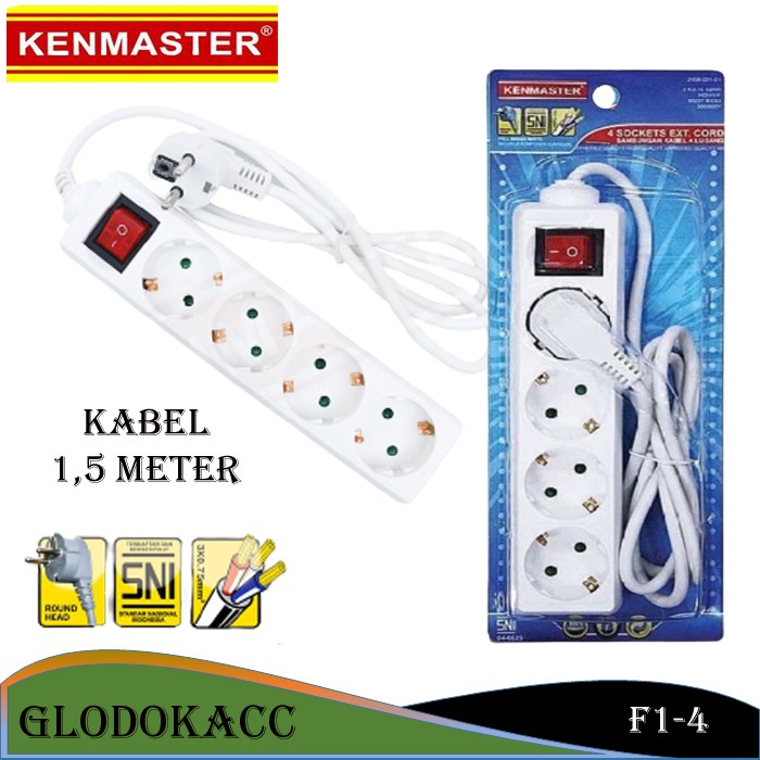 Stop Kontak 4 Lubang 1,5m / Kenmaster Terminal Colokan Listrik 4 Socket f1-4