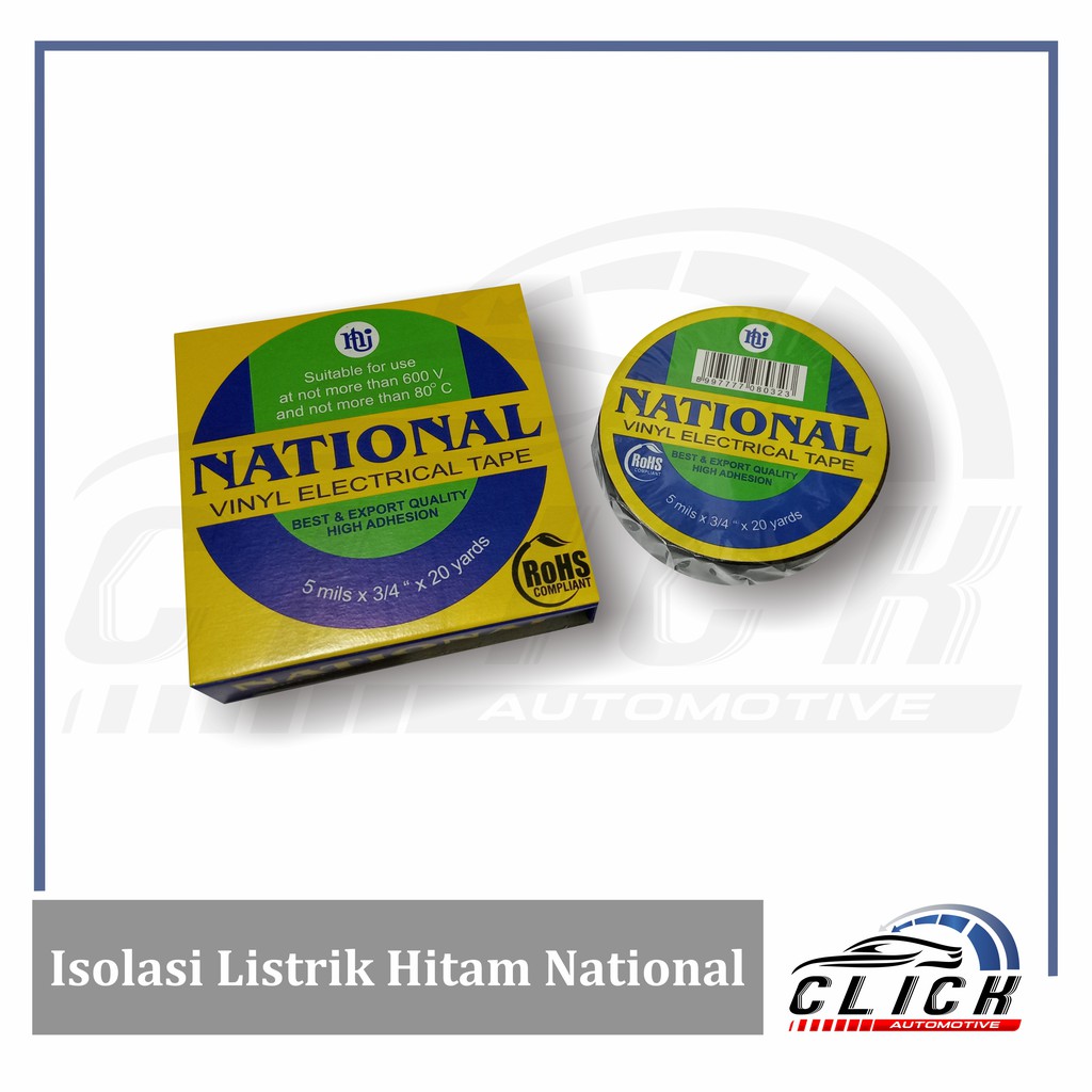 Lakban Isolasi Listrik Hitam National Original  Electrical Tape 19 mm x 20 Yard ORIGINAL