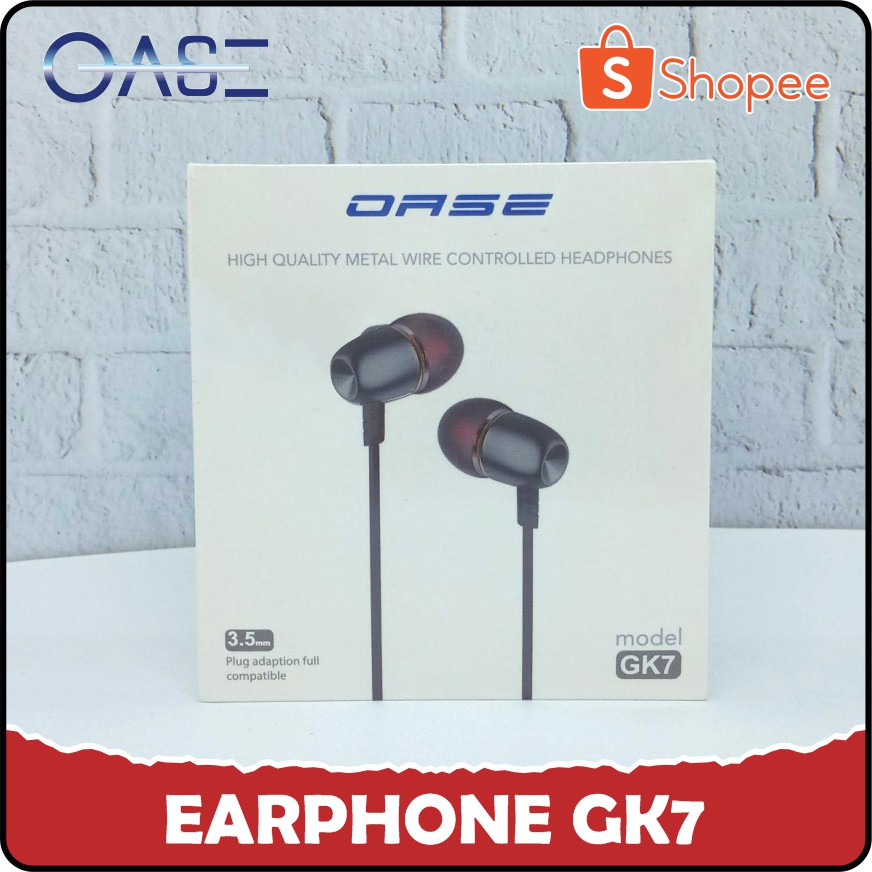 OASE GK7 Earphone Kabel Metal Wired dengan Mikrofon - Silver
