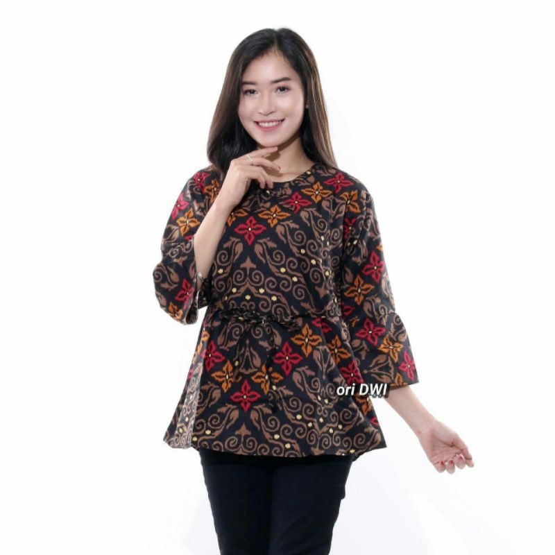 tey-17 Batik wanita ASJ SA HRB026 Kenongo Kemeja Tosca Pendek-murah