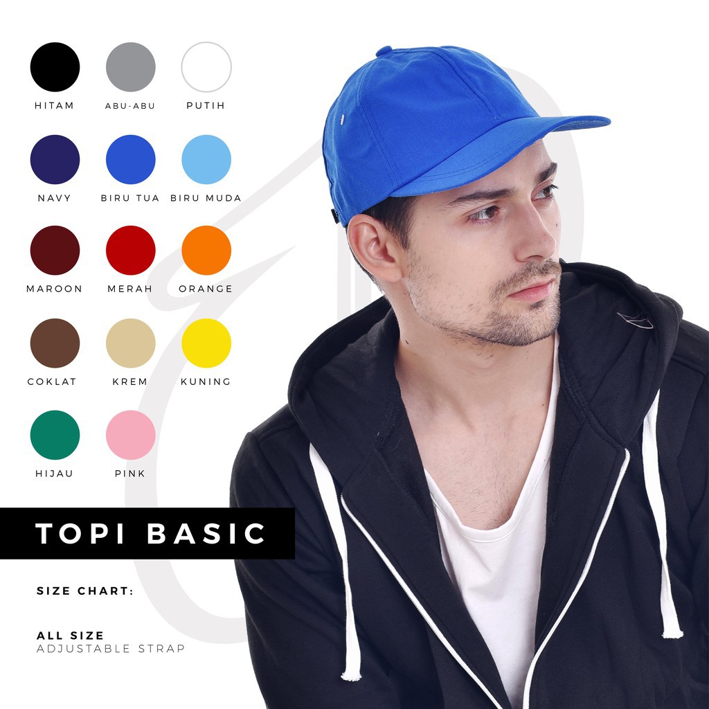 Topi Bassball polos / Topi Main / Topi cewek / Topi Cowok / Topi Twill