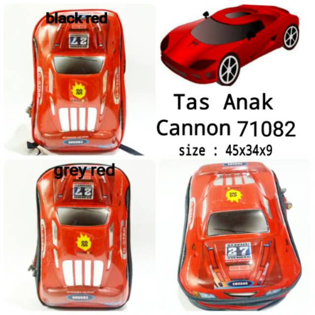 Tas anak cannon 71082 tas berkarakter mobil tas 3d gambar timbul