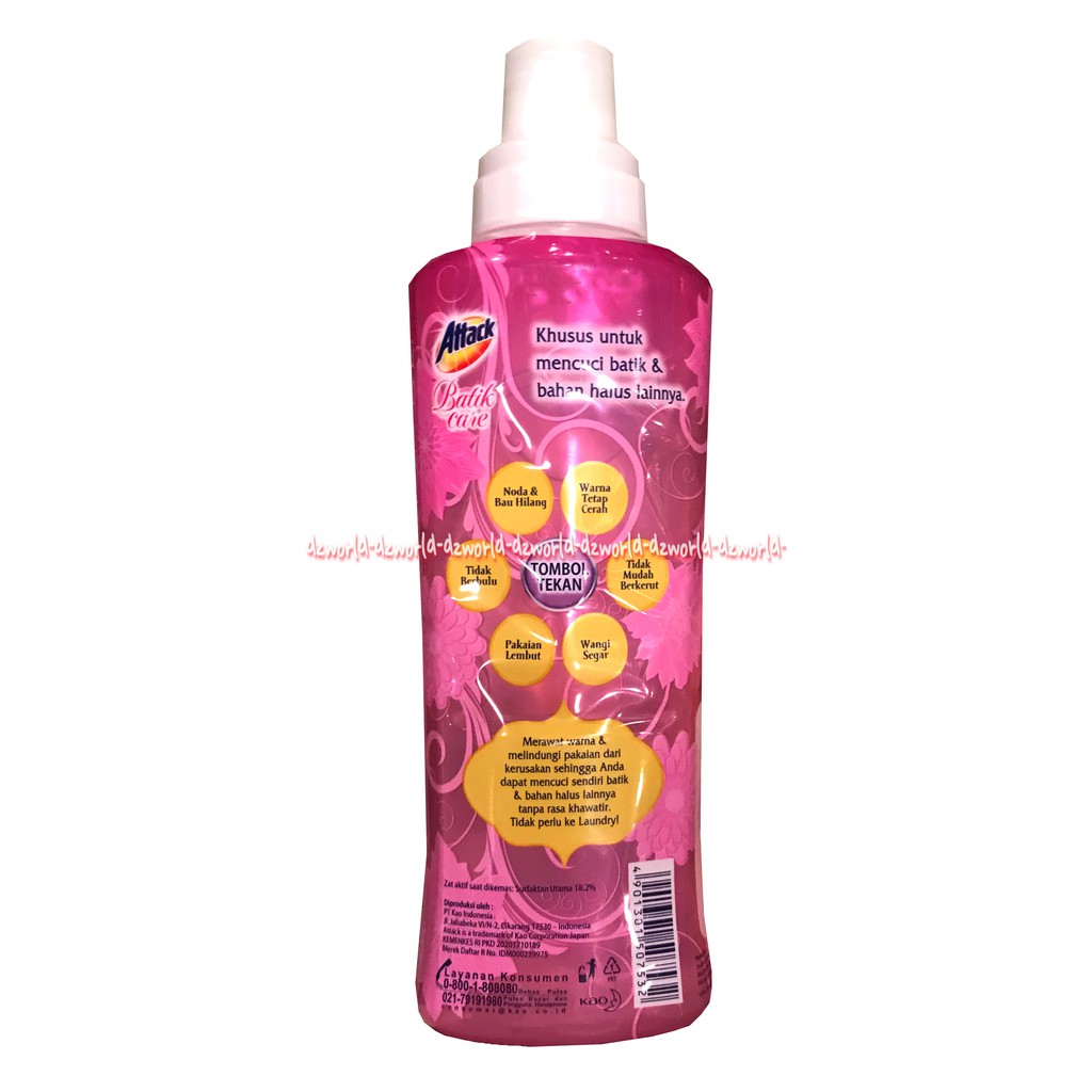 Attack Batik Care Detergen Cair 500ml Diformulasikan Khusus Untuk Bahan Pakaian Yang Halus