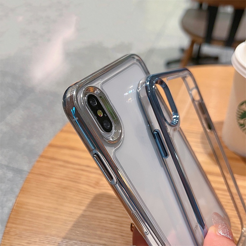 Case Transparan Electroplated Space Tahan Jatuh Untuk iPhone X XS max 7 Plus 8 Plus 11 Pro max 14 Plus 14 Pro max