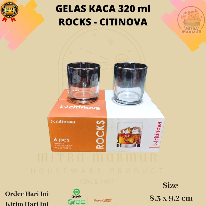 CITINOVA - ROCKS / GELAS KACA 320 ml isi 6pcs / Gelas Wine