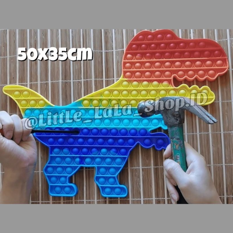 Pop it JUMBO 20cm 30cm 50cm/gantungan kunci mini/simple dimple/unicorn/cupcake/popit dinosaurus dinosaur/ pop it frozen elsa jumbo/hellokitty jumbo/squishy fidge-Dino 50x35cm