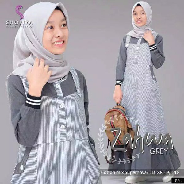 Gamis maxy anak cewek usia 12 13 14 tahun kekinian motif salur busana muslim overall pakaian pesta