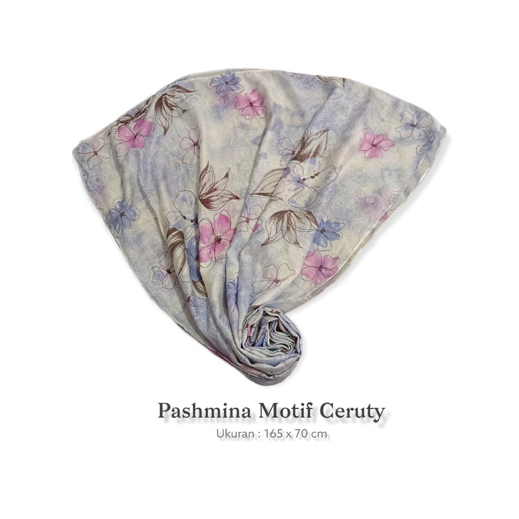 Hijab Pashmina 170cm x 65cm / Kerudung Pashmina Motif 170cm x 65cm Ceruty