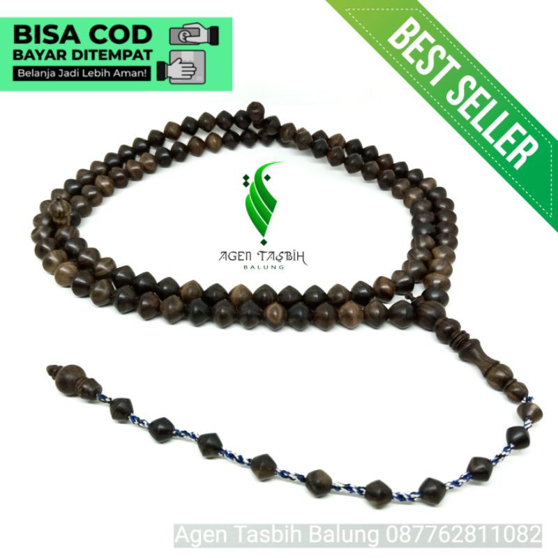 TASBIH KAYU KALIMASADA, JOHAR, MOTIF WAJIK 10MM