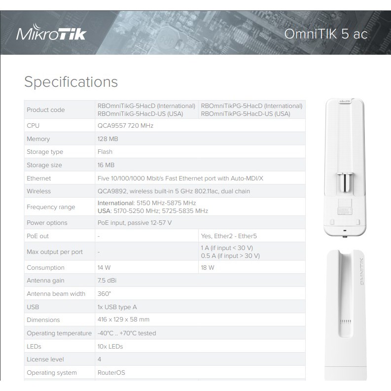 MikroTik OmniTIK 5 ac RBOmniTikG-5HacD