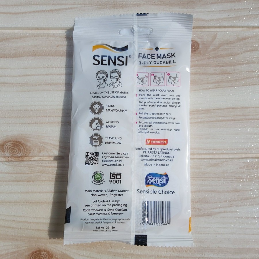 Sensi Duckbill Face Mask SACHET isi 3 masker