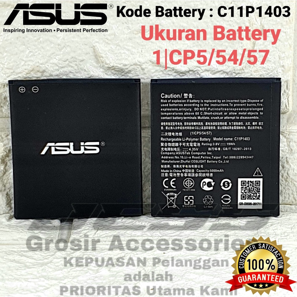 Baterai ASUS Zenfone 4S , A450CG , T00Q , C11P1403 Battery Original