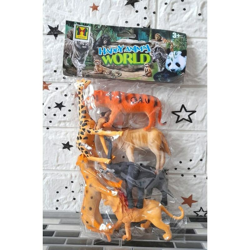 Mainan anak hewan/binatang singa gajah kambing jerapah berbahan karet