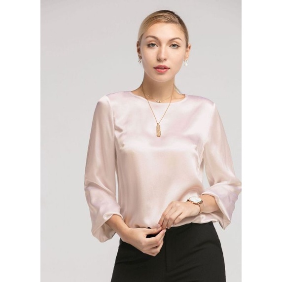 Atasan Wanita Silk Armany Lengan Panjang Terbaru/ Atasan Wanita Polos/ Blouse Silk Premium Polos Wanita/ Atasan Blouse Santai