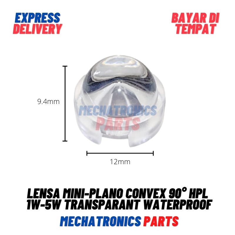 Lensa Mini-Plano Convex 90 Derajat HPL 1W-5W Transparant WATERPROOF