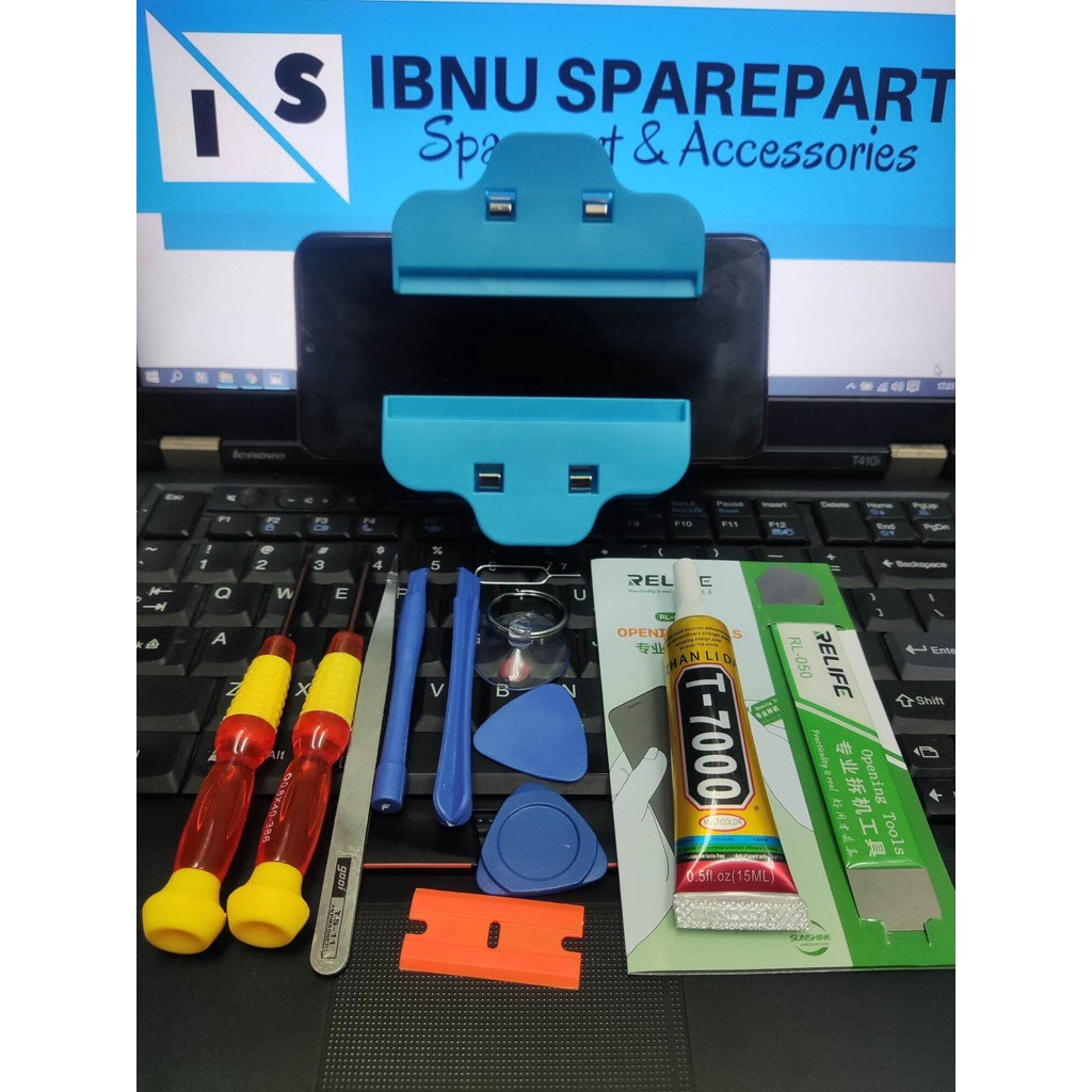 OBENG SET ALAT SERVICE LENGKAP / PAKET OBENG 10 IN 1 + PENJEPIT + LEM B7000 T7000 15ML + PEMBUKA LCD RL-050 OPENING TOOLS