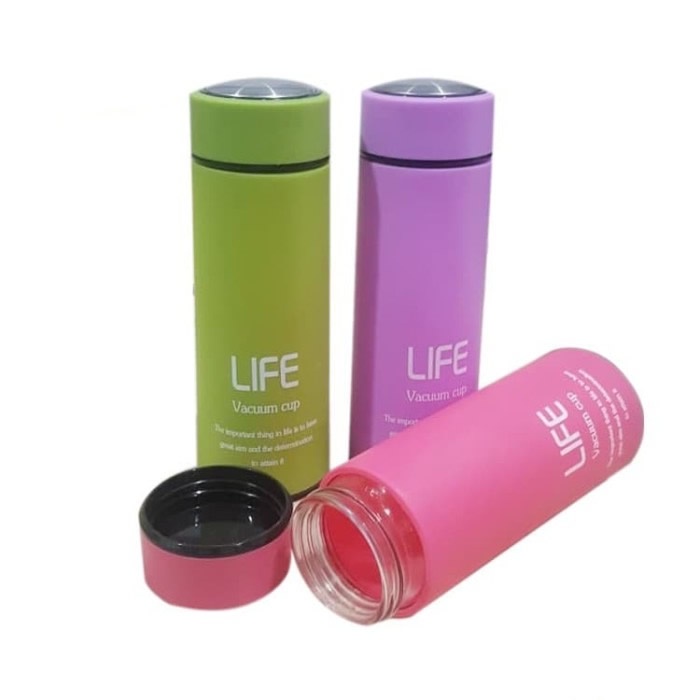 Botol Kaca Life 450ml Botol Air Minum Motif Karakter Animal Termos Glass Bottle Tumbler