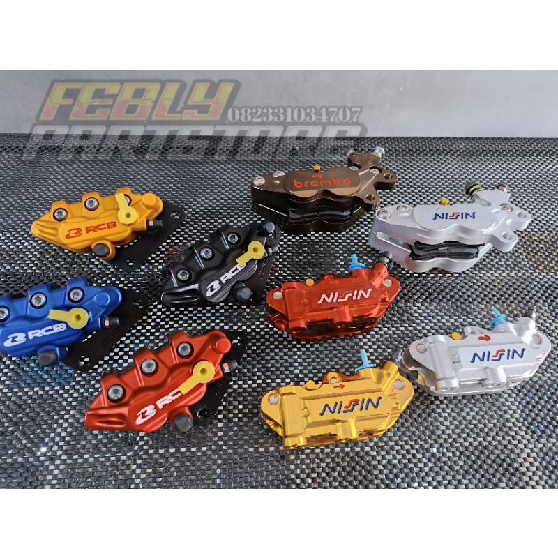 KALIPER CALIPER DEPAN RCB ORIGINAL NISSIN MONOBLOK BREMBO BIGPOT AXIAL NISSIN BIGPOT 4 PISTON AXIAL 