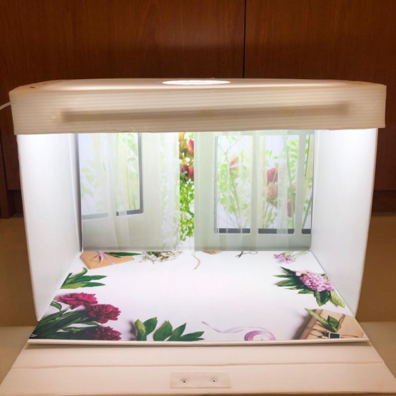 

Studio Box LED Ukuran A3 ( 31 x 30 x 24 ) motif jendela dan buah