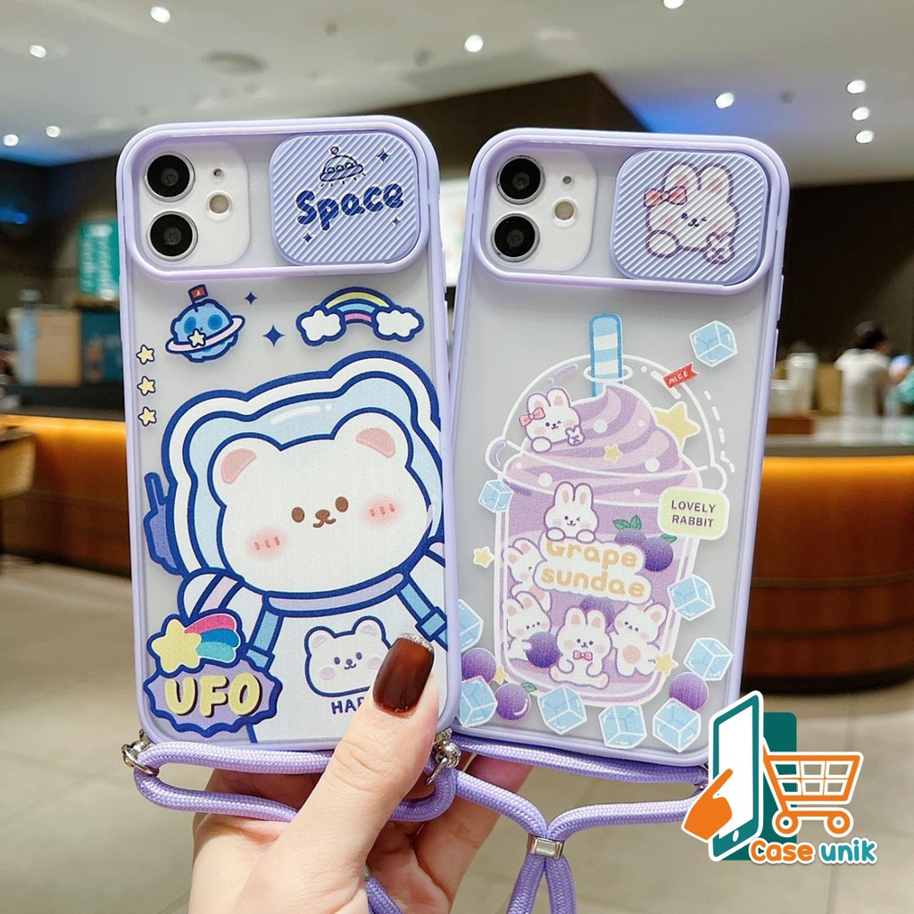 SS197 SOFTCASE SLINGCASE LAYARD  SLIDE KARAKTER OPPO A15 A37 NEO 9 A9 A5 A52 A92 A31 A8 A53 A33 2020 CS3529