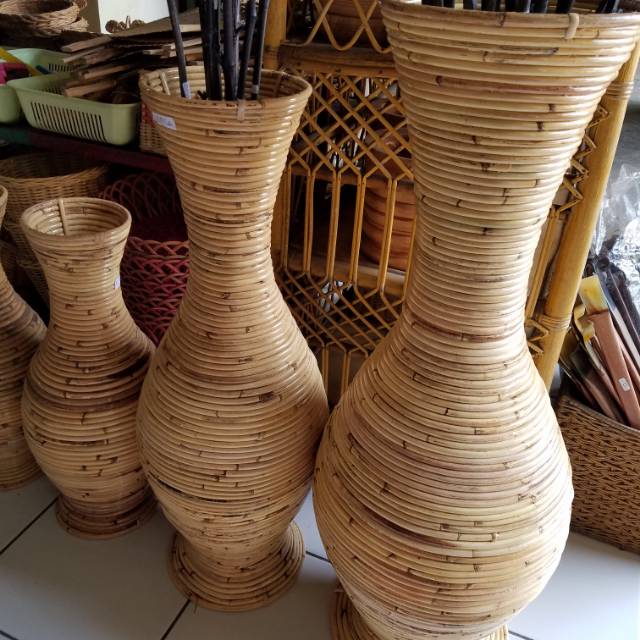 vas rotan  tinggi pot  rotan  bunga 75 cm Shopee Indonesia