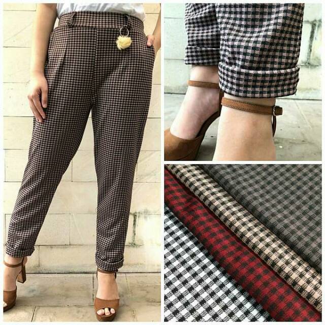 Celana flanel tartan