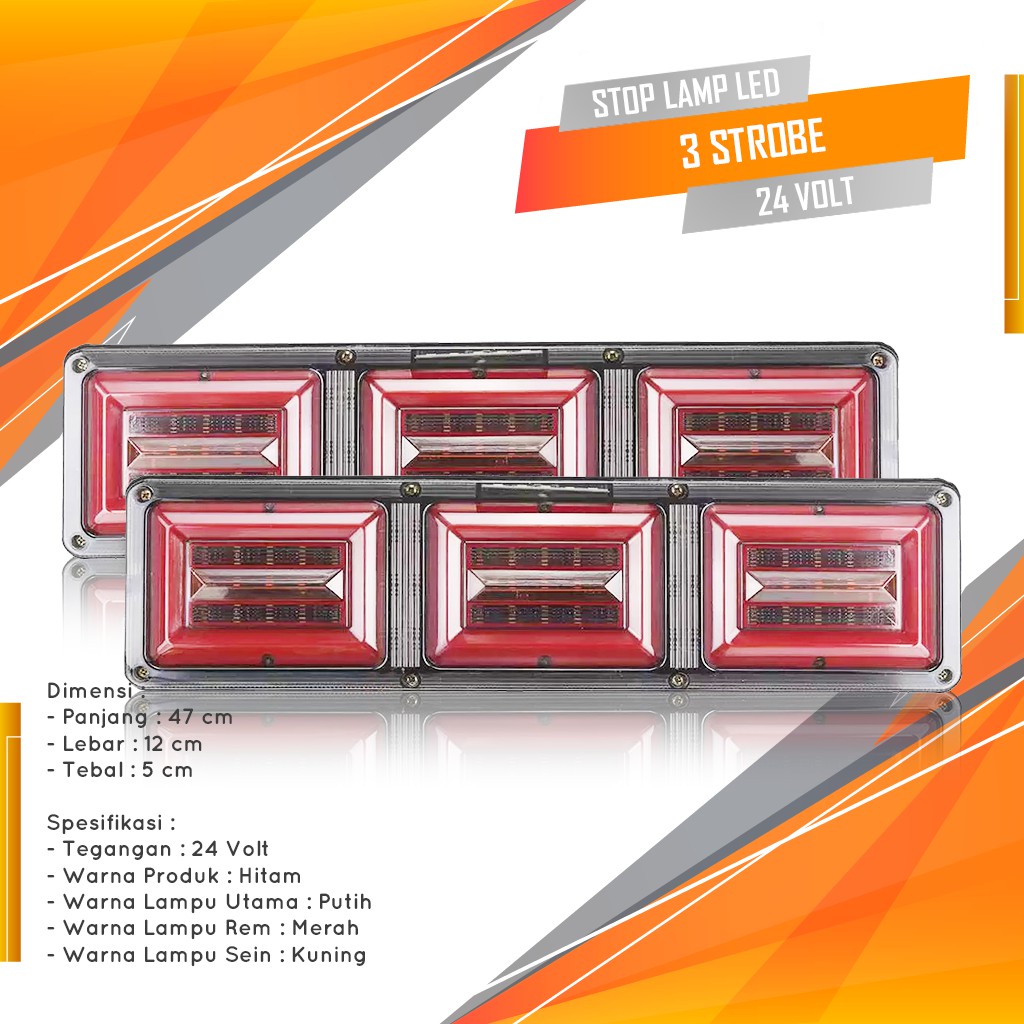 Lampu Stop Lamp LED Truk Strobe 47 cm 24Volt Lampu Stop Truk