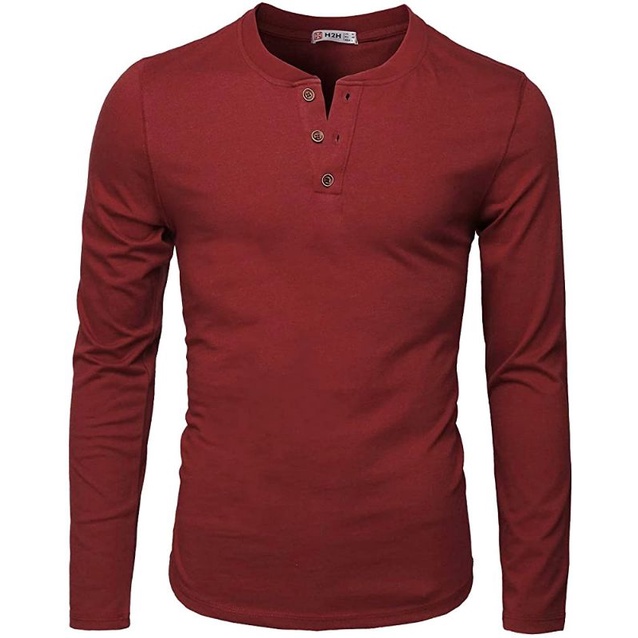 kaos kancing / Henley / Kaos Pria Lengan Panjang / Kaos Henley Lengan Panjang / Kaos Polos Kancing /