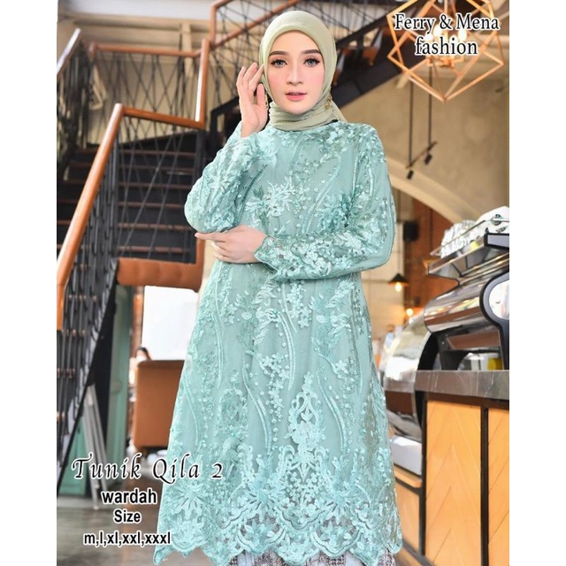 Terlaris!! Setelan Kebaya Qila 2 / Kebaya Tunik Jumbo / Kebaya Tulle Big Size