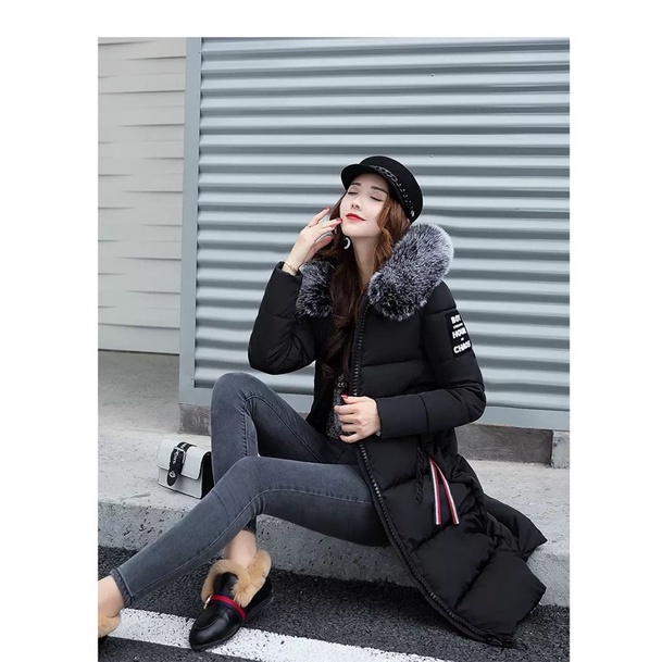 Winter Puffer Coat Women with Hoodie Jaket Winter Panjang Wanita